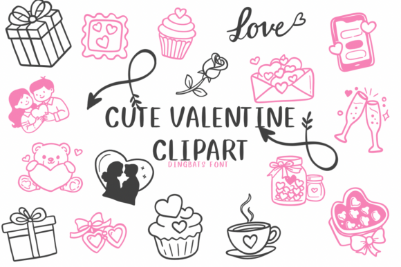 Cute Valentine Clipart Font