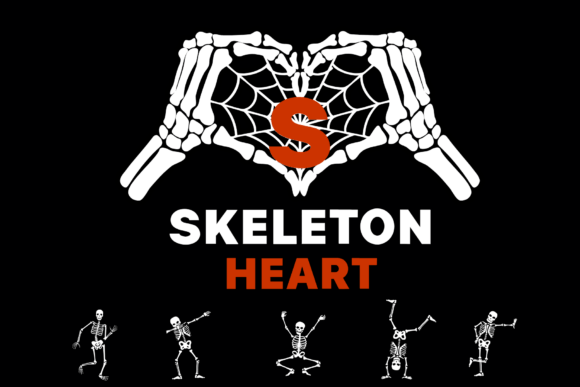 Skeleton Heart Monogram Font